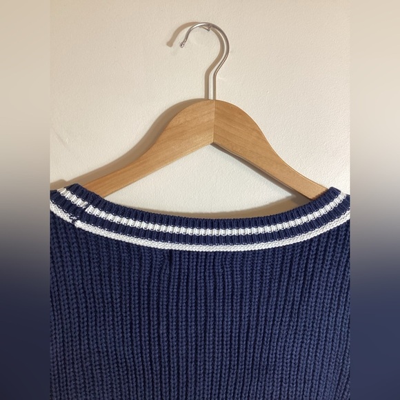 Tennis Prep Chunky Cable Knit Sweater Vest Size 2X Navy Blue Classic Retro Y2K - Picture 8 of 13